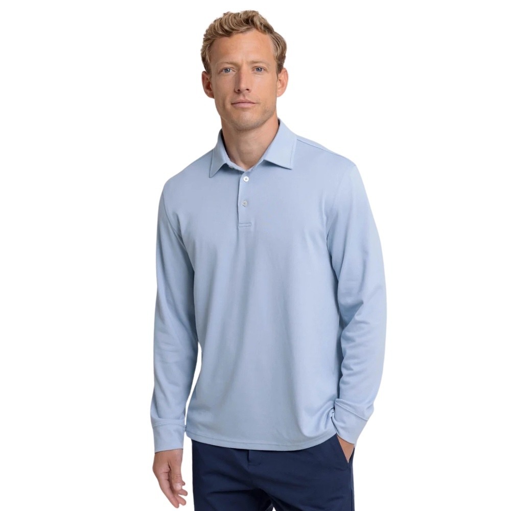 Southern Tide Mens Belfair Performance Long Sleeve Polo Triumph Blue 11104 S